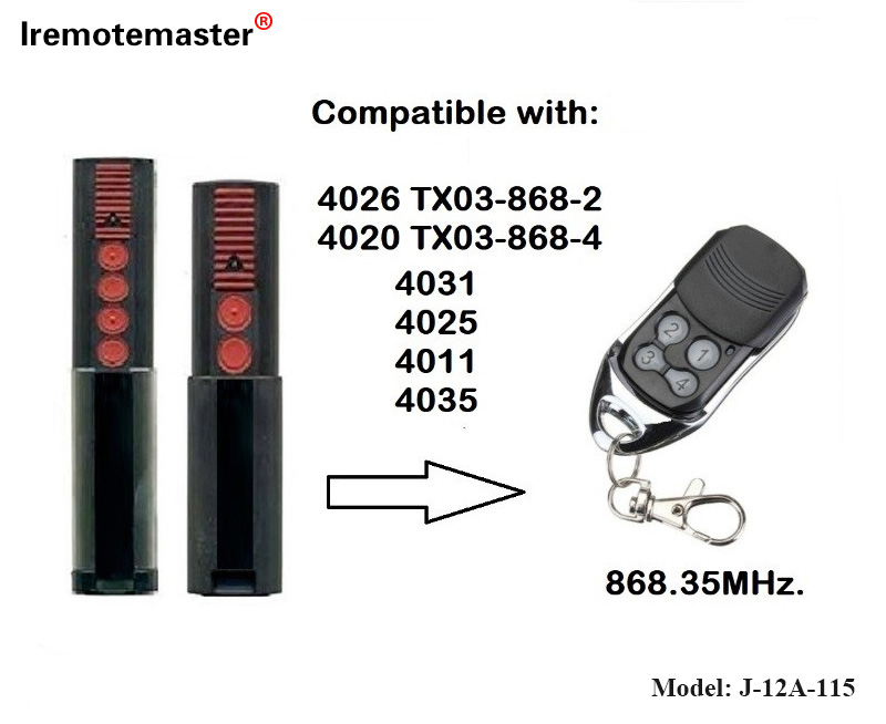 4020 4026 TX03-868-4 रिमोट कंट्रोल 868mhz TX03-8-4 रोलिंग कोडसाठी